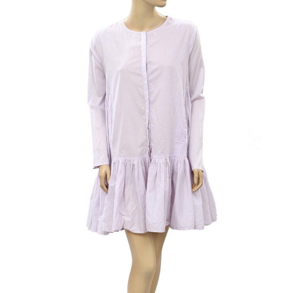 Merlette Martel Signature Colors Mini Shirt Dress Buttondown Cotton S New 252672